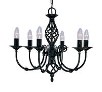 Lampadario Industrial-Nordico Zanzibar Acciaio Nero 6 Luci E14