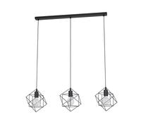 Lampadario Industrial Straiton 3 Luci Acciaio Nero