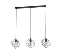 Lampadario Industrial Straiton 3 Luci Acciaio Nero