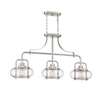 Lampadario Industrial Trilogy Metallo Nichel 3 Luci E27 3 Diffusori