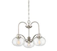 Lampadario Industrial Trilogy Metallo Nichel Spazzolato 3 Luci E27 3 Diffusori