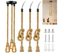 Lampadario Industriale in Corda di Canapa - Stile Retrò e Vintage, Fai Da Te, 100 cm, Lampada a Sospensione