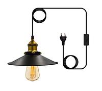 Lampadario industriale vintage retrò lampadario, lampada da soffitto vintage con presa a sospensione industriale con interruttore 4.5 m, spina in sospensione, attacco E27 per bar caffè(4.5 M)