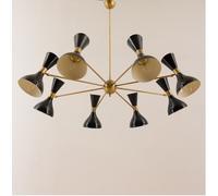 Lampadario italiano metà secolo 8 bracci Sputnik Diabolo Stilnovo decorazione...