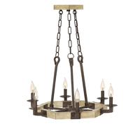 Lampadario Lampada a Sospensione Plafoniera Legno Massello Ferro D 62,6 CM [EEK: Non valutato]