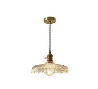 Lampadario , Lampada a sospensione, Plafoniera moderna nordica Lampada a sospensione a forma di fiori in vetro singolo in ottone Bianco trasparente E27 Sorgente luminosa Illuminazione a sospensione Sa