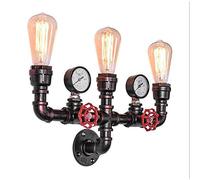 Lampadario Lampada da parete vintage Lampada da parete industriale retrò Lampadario creativo per tubo dell'acqua Ferro metallo E27 Rubinetto con valvola rossa Lampada Steampunk a loft singol
