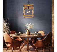 Lampadario Lampada di Legno Luce Tavolo da Pranzo Corda Canapa 1 Fiamma Braun [EEK: Non valutato]