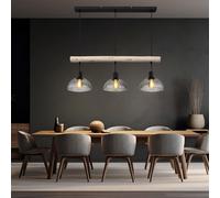 Lampadario Lampada di Legno Luce Tavolo da Pranzo Regolabile Vetro H 120 CM [EEK: Non valutato]