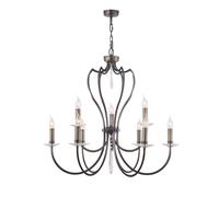 Lampadario Lampada Ottone Cristalli Plafoniera Bronzo Scuro [EEK: Non valutato]