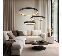 Lampadario Lampada Sala Pranzo Telecomando Dimmerabile Anelli Nero LED [EEK: Non valutato]