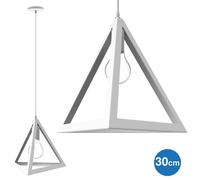BAKAJI Lampadario Lampada a Sospensione da Soffitto Piramide 30cm in Metallo Design Moderno Portalampada E27 Lampadina Max 40W Illuminazione Arredamento Casa con Kit Montaggio Incluso (Bianco)