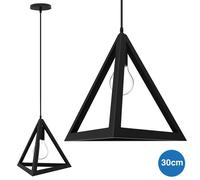 Lampadario Lampada Sospensione Piramide 30cm Design Moderno Paralume Nero