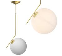 BAKAJI Lampadario Lampada Sospensione Portalampada a Sfera in Vetro Opaco Staffa in Metallo in Oro Design Moderno Attacco E27 Lampadina Max 40W Illuminazione Arredamento Casa (25 cm)