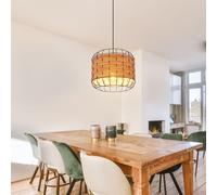 Lampadario Lampada Tavolo da Pranzo Griglia Simil Legno Braun Nero D 35 CM [EEK: Non valutato]