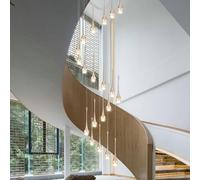 Lampadario LED a dimmere Moderno in Cristallo per Scale - Lampadario a Gocce d'Acqua con Telecomando, luci Regolabili a soffitto per Scale - 10 luci