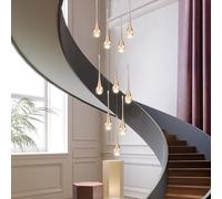 Lampadario LED a dimmere Moderno in Cristallo per Scale - Lampadario a Gocce d'Acqua con Telecomando, luci Regolabili a soffitto per Scale - 10 luci