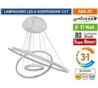 LAMPADARIO LED A SOSPENSIONE 51W SMD COLORE BIANCO CCT COLORE LUCE SELEZIONABILE