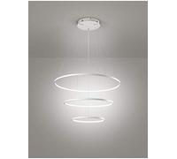 Lampadario LED bianco decorativo, design moderno ad anelli sospesi adatto per soggiorni, saloni e ampi spazi - Potenza 48W, Misure 60x60x100 cm (Bianco Freddo)