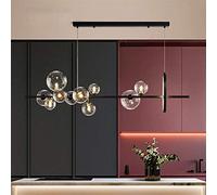 Lampadario LED Moderna Cucina Isola, Lampada a Sospensione con Base G9, Palla di Vetro Trasparente, Lampadario Nordico Luce Sospesa Industriale