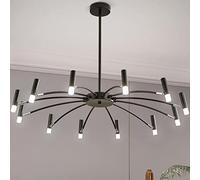 Lampadario LED nero grande a 12 luci per plafoniera da sala da pranzo, altezza regolabile, montaggio inclinabile Lampadari moderni per soggiorno, per camera da letto Soggiorno Cucina Isola Foyer Made