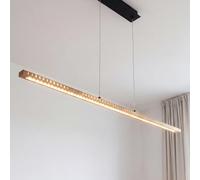 Lampadario LED per sala da pranzo in legno e metallo nero dimmerabile a 3 livelli stile scandinavo 120 cm 3280 lm 3000 K luce calda per tavolo lungo