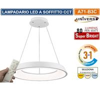 LAMPADARIO LED SMD A SOSPENSIONE DESIGN CIRCOLARE 43W COLORE BIANCO CCT 3IN1