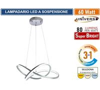 GASIASHOP SRL UNIVERSO LAMPADARIO SMD LEDA SOSPENSIONE DESIGN INTRECCIATO CON FINITURA CROMATA 60W CCT 3 IN 1 TEMPERATURA LUCE SELEZIONABILE 3000K - 4000K - 6500K