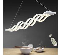 Lampadario LED Tavolo da Pranzo Camera da Letto Lampadari, Lampada a Sospensione Dimmerabile con Telecomando Altezza Regolabile, Chic Design Plafoniera per Cucina Soggiorno Ristorante, Lungo 100cm
