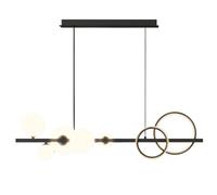 Lampadario lineare a Sospensione in Vetro Moderno di metà secolo, lampadario a 5 luci da soffitto a Strisce Lunghe in Stile Fattoria, per Sala da Pranzo, Isola della Cucina, Grigio Fumo, tra