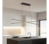 Lampadario Lineare Dimmerabile Mid Century da 42 W, Nero, con Striscia Lunga, Minimalista, Contemporaneo, Bianco, da Soffitto, per Sala da Pranzo, Cucina, Isola, Bar, Ristorante/Buio/80 cm