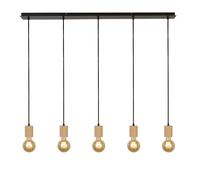 Lampadario Lineare Industrial-Nordico Spinoso Acciaio Nero Marrone 5 Luci E27