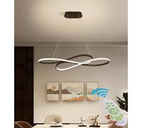 Lampadario lineare Moderno a LED dimmerabile - Lampada a Sospensione con Telecomando per Isola Cucina, Sala da Pranzo, Soggiorno - Plafoniera contemporanea in Cromo, Oro e Nero