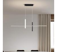 Lampadario lineare Moderno a LED in Metallo Bianco, Elegante Lampada a Sospensione per Sala da Pranzo, Isola della Cucina, Design Contemporaneo, apparecchio di Illuminazione a Risparmio ener