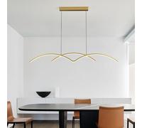 Lampadario lineare moderno a LED Nero / Oro Lampada a sospensione a isola a forma d'onda 3000k-6000K Dimmerabile Illuminazione a sospensione a soffitto sopra il lampadario da tavolo per la cucina