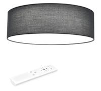 Navaris Plafoniera LED Soffitto 22W Rotonda Ø 40 cm - Lampadario Camera da Letto e Soggiorno in Tessuto - con Telecomando per Controllo Temperatura Colore - Grigio Scuro