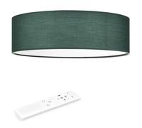 Navaris Plafoniera LED Soffitto 22W Rotonda Ø 40 cm - Lampadario Camera da Letto e Soggiorno in Tessuto - con Telecomando per Controllo Temperatura Colore - Verde Scuro