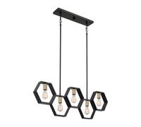 Lampadario Luce Sala da Pranzo Lampadario Lampada Acciaio Nero 5-Flammig