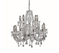 Lampadario Classico Marie Therese Acciaio Cromo Vetro Trasparente 12 Luci E14