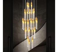 Lampadario Lungo in Cristallo per Scala Post-Europea Villa Duplex Edificio Luce Lusso Moda Rete Rotativa Vuota Lampada Rossa (Lunghezza Linea Personalizzata) (Colore: