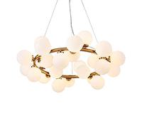 Lampadario Lungo Moderno G4 Sputnik per Sala da Pranzo, Lampada da soffitto, Sfere di Vetro a Bolle Ombra Industriale Vintage Durante l'illuminazione Ramo zincato d'oro (70 cm) ()