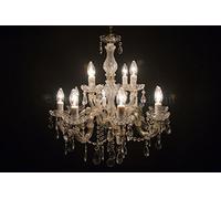 Lampadario Maria Theresa 8 + 4 luci oro, diametro 60 cm, cristallo classico, colore oro, 12 bracci