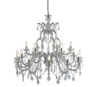 Lampadario Marie Therese 18Lt - Metallo cromato e cristallo trasparente