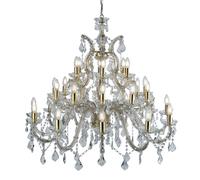 Lampadario Marie Therese 30Lt - Ottone lucido e cristallo trasparente