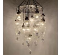 Lampadario Marocchino Grande, lampadario Turco Boemo a Mosaico, lampadari a Sospensione in Vetro Trasparente in Stile Tiffany, 29″H63″, per Soggiorno, Ristorante, Bar, caffetteria