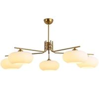Lampadario Mid Century Bianco Nero - Lampadario Moderno a Semi-Incasso a 6 luci in Vetro Bianco - Lampadari Sputnik industriali in Oro Cromato,Lampadario