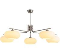 Lampadario Mid Century Bianco Nero - Lampadario Moderno a Semi-Incasso a 6 luci in Vetro Bianco - Lampadari Sputnik industriali in Oro Cromato,Lampadario