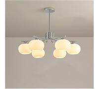 Lampadario Mid Century Bianco Nero - Lampadario Moderno a Semi-Incasso a 6 luci in Vetro Bianco - Lampadari Sputnik industriali in Oro Cromato,Lampadario