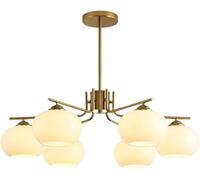 Lampadario Mid Century Bianco Nero - Lampadario Moderno a Semi-Incasso a 6 luci in Vetro Bianco - Lampadari Sputnik industriali in Oro Cromato,Lampadario