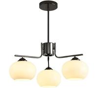 Lampadario Mid Century Bianco Nero - Lampadario Moderno a Semi-Incasso a 6 luci in Vetro Bianco - Lampadari Sputnik industriali in Oro Cromato,Lampadario